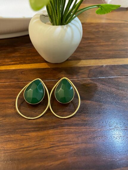 Tiendaa Premium Quality Handcrafted Brass and Stone Designer Earrings