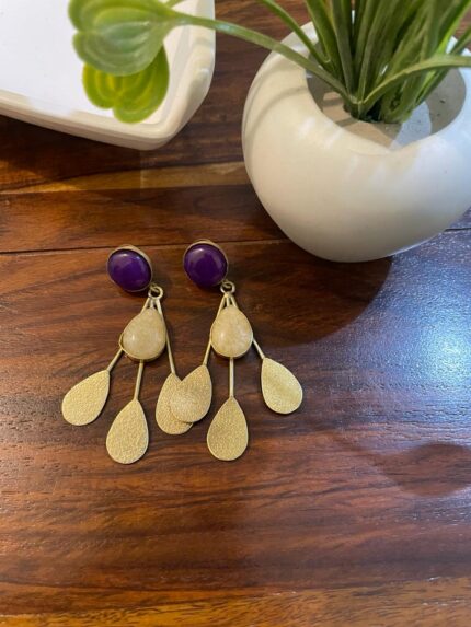 Tiendaa Premium Quality Handcrafted Brass and Stone Designer Earrings