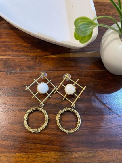 Tiendaa Premium Quality Handcrafted Brass and Stone Designer Earrings