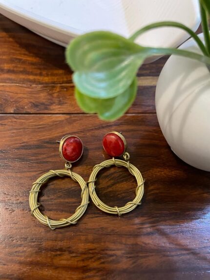 Tiendaa Premium Quality Handcrafted Brass and Stone Designer Earrings